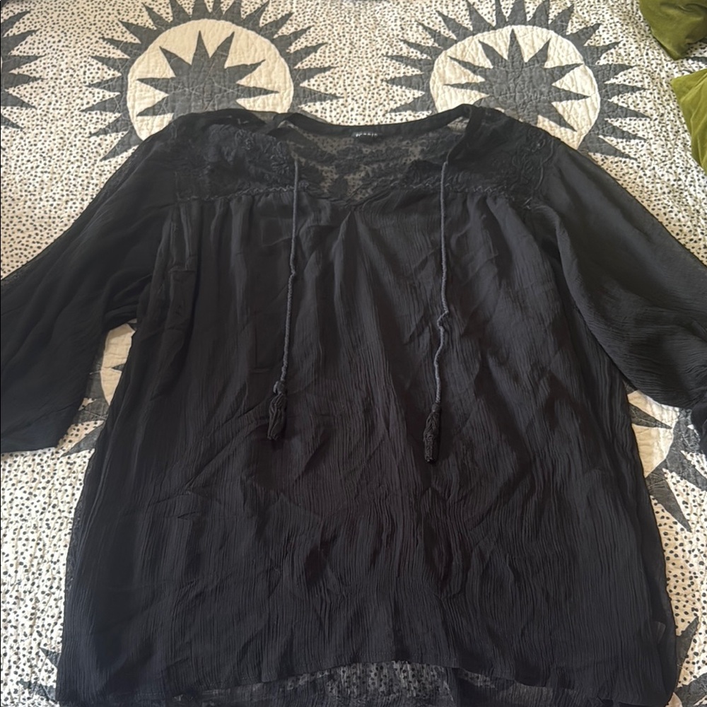 Torrid Black Lace Detail Blouse